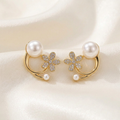 Pearl Flower Rhinestone Earrings