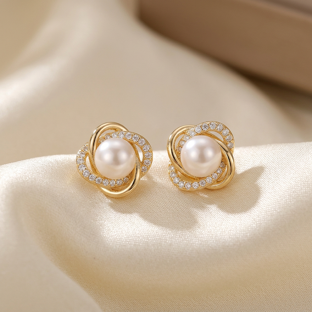 Entwined Pearl Knot Studs