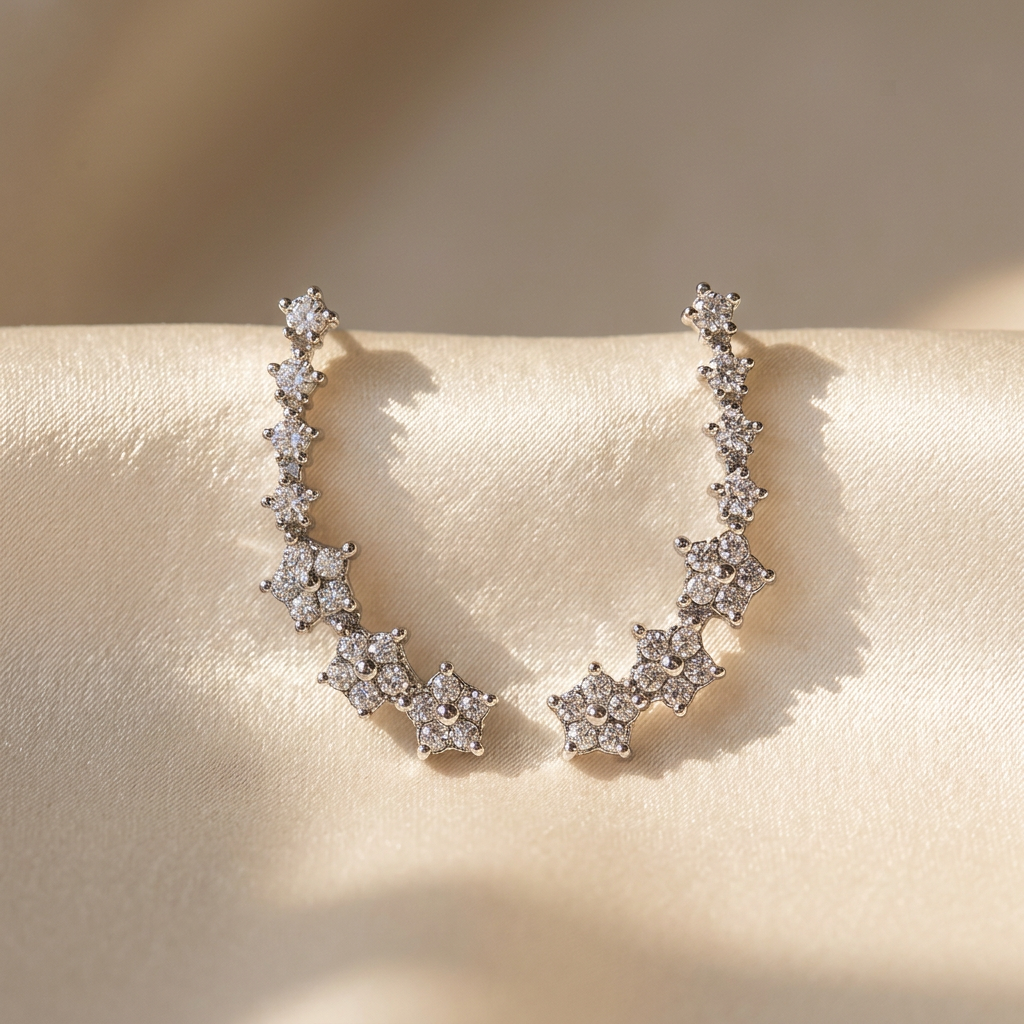 Crystal Blossom Ear Climbers