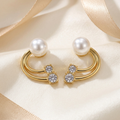 Pearl-look and clear-stone ear jacket earrings on satin