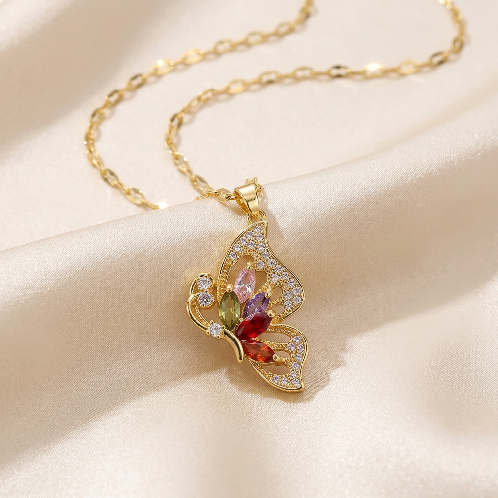 Blush Butterfly Sparkle Necklace
