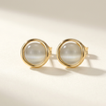 Dainty Cat’s Eye Gold-Tone Stud Earrings