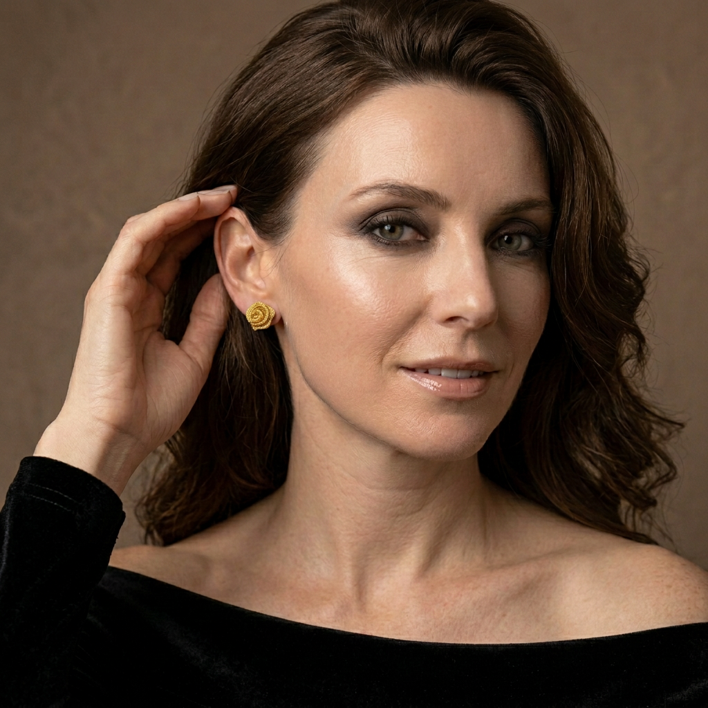 Golden Rose Stud Earrings